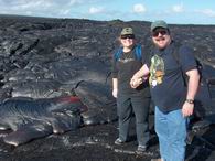 Petersens pose with lava