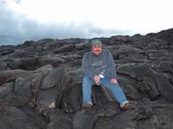 Mark resting on lava