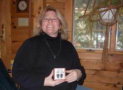 Carolyn gets bookmarks