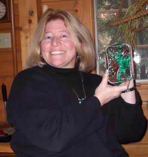 Carolyn gets bookmarks